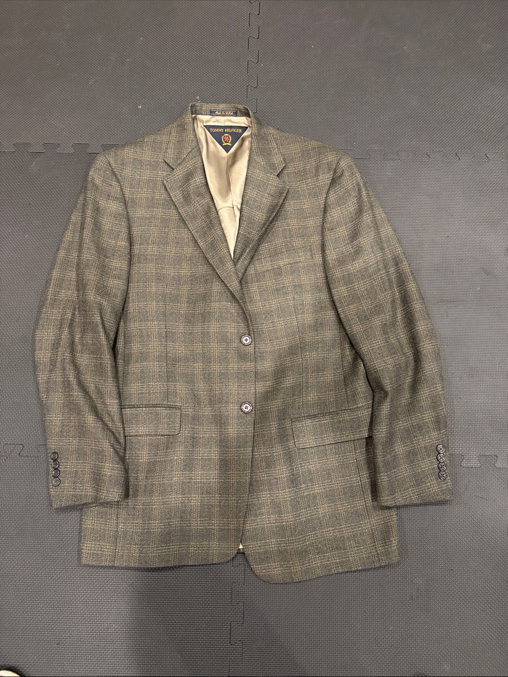Tommy Hilfiger Plaid Sport Coat in Olive and Tan